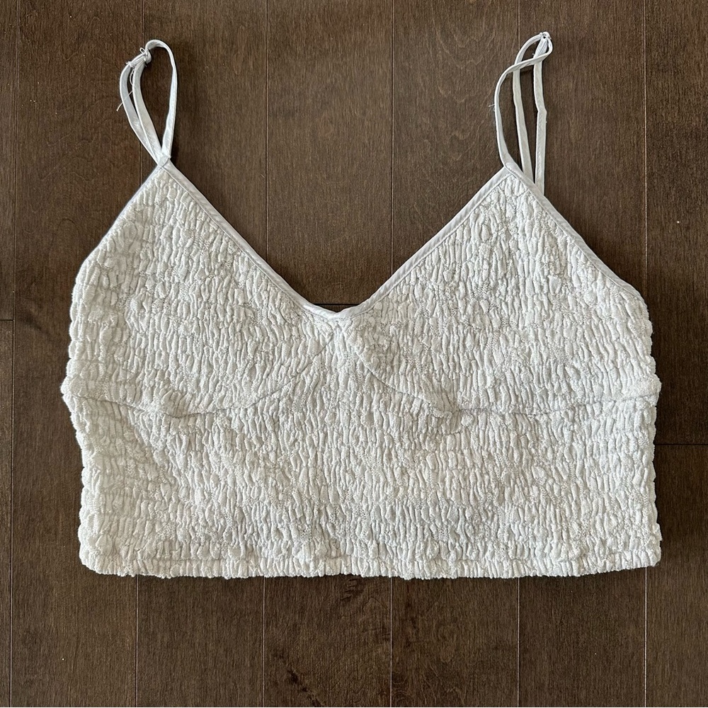 NWT‎ Free People Smocked Metallic Cropped Camisole Boho Festival Romantic Size L